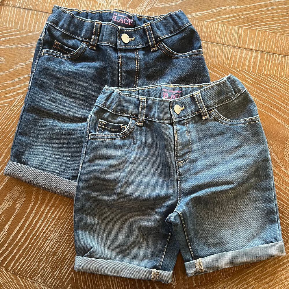 NEW The Children's Place Midi Denim Adjustable Waist Shorts Girls 2 Pack size 4T